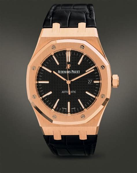 Audemars Piguet royal oak Cinturino pelle Nero 18k Oro Rosa